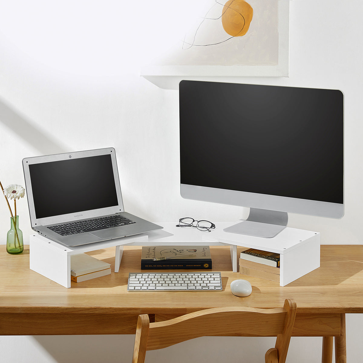 Sobuy bbf03-w support de moniteur écran ergonomique support pour écran  d'ordinateur universal, ordinateur portable ou écran tv réhausseur d'écran,  blanc - Conforama