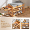 SoBuy FSR49-N Banc à Chaussures avec Étagère et Tiroirs Latéraux pour Entrée Couloir – 55x30x46 cm, Naturel