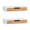 SoBuy FRG92-WNx2 Lot de 2 Étagères Murales Flottantes avec Tiroir, Étagère Murale Moderne pour Entrée, Salon, Cuisine ou Chambre, Blanc & Nature 40×24×8 cm