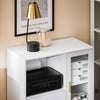 SoBuy ASK09-W Caisson de Bureau à roulettes, Support Imprimante Roulant, Organiseur Bureau, Meuble de Rangement Bureau, Caisson de Rangement avec 2 Tiroirs, 1 Porte Vitrée – 75 x 40 x 76 cm, Blanc