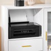 SoBuy ASK09-W Caisson de Bureau à roulettes, Support Imprimante Roulant, Organiseur Bureau, Meuble de Rangement Bureau, Caisson de Rangement avec 2 Tiroirs, 1 Porte Vitrée – 75 x 40 x 76 cm, Blanc