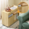 SoBuy FBT152-N Bout de Canapé sur roulettes Table d'Appoint avec 1 Plateau Semi-Fermé et 3 Compartiments avec 2 Portes coulissantes