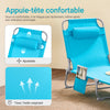 SoBuy OGS35-B Transat Jardin Extérieur Pliable Bain de Soleil avec Oreiller Chaise Longue Relax avec Poche Latérale Confortable Mobilier de Jardin pour Terrasse Plage Piscine Bleu ciel155x56x81cm