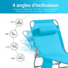 SoBuy OGS35-B Transat Jardin Extérieur Pliable Bain de Soleil avec Oreiller Chaise Longue Relax avec Poche Latérale Confortable Mobilier de Jardin pour Terrasse Plage Piscine Bleu ciel155x56x81cm