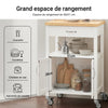 SoBuy FKW22-WN Desserte de Cuisine à Roulettes avec Plan de Travail INOX, 1 Tiroir, 1 Étagère et 2 Portes, Chariot Multifonction – 60x45x92 cm, Blanc et Naturel