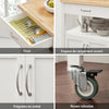 SoBuy FKW22-WN Desserte de Cuisine à Roulettes avec Plan de Travail INOX, 1 Tiroir, 1 Étagère et 2 Portes, Chariot Multifonction – 60x45x92 cm, Blanc et Naturel