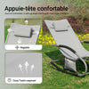 SoBuy OGS28-HGx2 Lot de 2 Chaise Longue Transat de Jardin Bascule avec Appui-tête Réglable et Pochette latérale