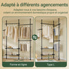 SoBuy FRG34-II-SCH Portant à vêtements télescopique robuste – Penderie ouverte réglable avec tringles et étagères, Porte-manteau pour chambre ou dressing, Noir