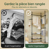 SoBuy FRG34-II-SCH Portant à vêtements télescopique robuste – Penderie ouverte réglable avec tringles et étagères, Porte-manteau pour chambre ou dressing, Noir