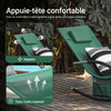 SoBuy OGS28-WD Chaise Longue Transat de Jardin Bascule avec Appui-tête Réglable et Pochette latérale