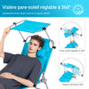 SoBuy OGS48-Bx2 Lot de 2 Transat Jardin Extérieur Pliable Bain de Soleil avec Oreiller Chaise Longue avec Pare-Soleil et Poche Latérale Mobilier de Jardin pour Terrasse Piscine Bleu ciel 155x56x81cm