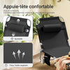 SoBuy OGS35-SCH Transat Jardin Extérieur Pliable Bain de Soleil avec Oreiller Chaise Longue Relax avec Poche Latérale Confortable Mobilier de Jardin pour Terrasse Plage Piscine Noir 155x56x81cm
