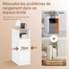 SoBuy FBT149-WN Table de chevet étroite 20 cm avec 2 tiroirs et étagère – Gain de place chambre et studio, Blanc naturel