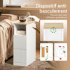 SoBuy FBT149-WN Table de chevet étroite 20 cm avec 2 tiroirs et étagère – Gain de place chambre et studio, Blanc naturel