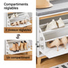 SoBuy FSR191-WN Banc à Chaussures avec Coussin Rembourré et 1 Abattant pour Entrée Couloir – 60x34x55 cm, Blanc et Naturel