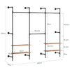 SoBuy KLS19-SCH Portant à Vêtements Mural 265cm, 4 Tringles et 4 Étagères MDF, Charge 120 kg, Fixation Murale et Sol – 265x48x220 cm, Industriel Noir