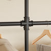 SoBuy KLS19-SCH Portant à Vêtements Mural 265cm, 4 Tringles et 4 Étagères MDF, Charge 120 kg, Fixation Murale et Sol – 265x48x220 cm, Industriel Noir