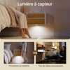 SoBuy FBT175-E-WN Table de Chevet Suspendue avec Lampe à détecteur de Mouvement Amovible et 2 tiroirs, Table de Nuit Flottante pour Chambre, Salon ou Couloir, 40x29.8x25.6cm, Blanc Naturel
