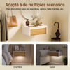 SoBuy FBT174-E-WN Table de Chevet Suspendue avec Lampe à détecteur de Mouvement Amovible et tiroir, Table de Nuit Flottante pour Chambre, Salon ou Couloir, 40x29.8x15.6cm, Blanc Naturel