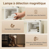 SoBuy FBT149-E-WG Table de Chevet Étroite 20cm avec Chargeur USB & Type-C + Lampe LED Magnétique – Blanc Effet Bois