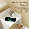 SoBuy FBT178-E-WN Table de Chevet Étroite – 22 cm, Chargeur USB-A & Type-C, Barre LED Tactile, 2 Tiroirs