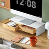 SoBuy BBF02-WN Support Écran PC Rehausseur Ecran PC Bureau avec 2 Tiroirs et Rangement Support Moniteur Universel pour Ordinateur Portable ou Écran Blanc-Naturel 47x18x11cm