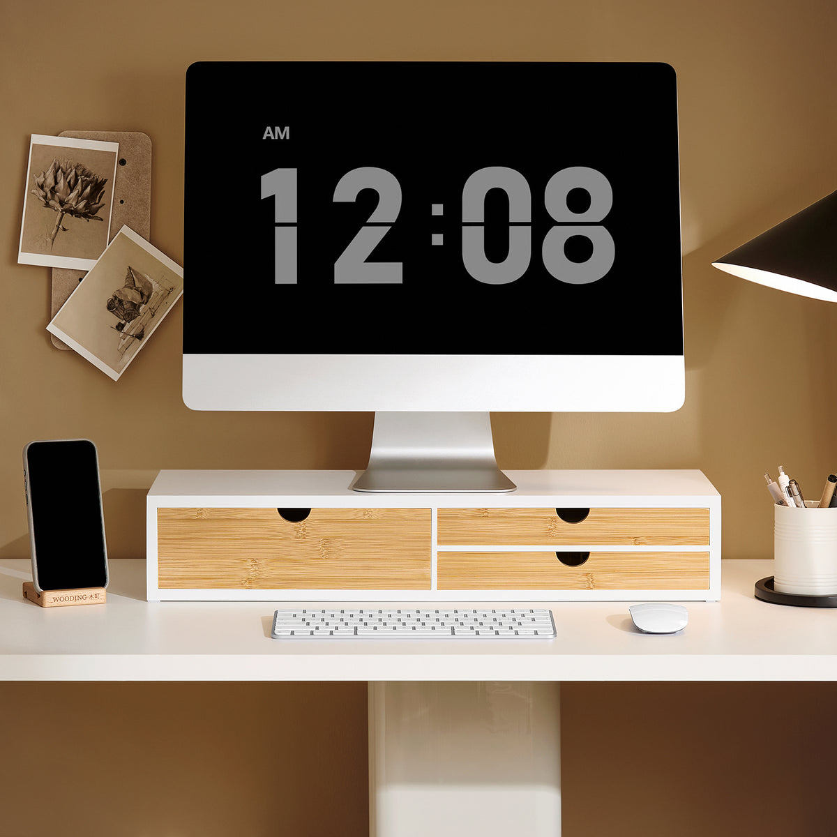 SoBuy BBF11-WN Réhausseur d'écran Support de moniteur écran ergonomique Support