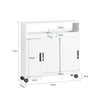 SoBuy BZR02-W Meuble WC Salle de Bain avec roulettes Petit Meuble de Rangement, avec 2 Portes Coulissantes et Étagère Ouverte, Meuble Toilettes pour Espace Réduit Blanc 70x71x20cm