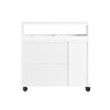 SoBuy BZR02-W Meuble WC Salle de Bain avec roulettes Petit Meuble de Rangement, avec 2 Portes Coulissantes et Étagère Ouverte, Meuble Toilettes pour Espace Réduit Blanc 70x71x20cm
