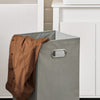 SoBuy BZR102-W Meuble Colonne de Salle de Bain avec Panier Linge, Armoire Haute en Bois, Placard de Rangement Étroit avec 3 Étagères et 1 Sac à Linge Amovible, Blanc, 45 x 35 x 171 cm
