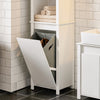 SoBuy BZR102-W Meuble Colonne de Salle de Bain avec Panier Linge, Armoire Haute en Bois, Placard de Rangement Étroit avec 3 Étagères et 1 Sac à Linge Amovible, Blanc, 45 x 35 x 171 cm