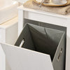 SoBuy BZR102-W Meuble Colonne de Salle de Bain avec Panier Linge, Armoire Haute en Bois, Placard de Rangement Étroit avec 3 Étagères et 1 Sac à Linge Amovible, Blanc, 45 x 35 x 171 cm