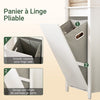 SoBuy BZR102-W Meuble Colonne de Salle de Bain avec Panier Linge, Armoire Haute en Bois, Placard de Rangement Étroit avec 3 Étagères et 1 Sac à Linge Amovible, Blanc, 45 x 35 x 171 cm