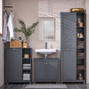 SoBuy BZR104-DG Colonne Salle de Bain Grise 171cm avec Panier à Linge, 6 Étagères et 2 Tiroirs, Anti-Basculement, 70kg – 60x37x171 cm