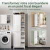 SoBuy BZR104-W Colonne Salle de Bain avec Panier à Linge Intégré – Meuble Gain de Place 171 cm, 6 Étagères et 2 Tiroirs, Blanc