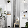SoBuy BZR109-W Meuble Colonne de Salle de Bain - Armoire Haute de Salle de Bain Étroite avec Étagères Réglables et Compartiment Ouvert - Meuble de Rangement en Bois, Blanc, 30 x 170 x 30 cm