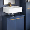 SoBuy BZR113-B Meuble sous-Lavabo – Armoire de Salle de Bain avec Portes – Meuble sous-Vasque, Placard de Rangement Étroit en Bois pour Petits Espaces, Bleu foncé, 60 x 59 x 30 cm