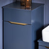 SoBuy BZR114-B Meuble Bleu Salle de Bain Style Bord de Mer – Panier à Linge Rabattable, Pieds Bois