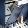 SoBuy BZR114-B Meuble Bleu Salle de Bain Style Bord de Mer – Panier à Linge Rabattable, Pieds Bois