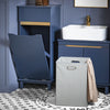 SoBuy BZR114-B Meuble Bleu Salle de Bain Style Bord de Mer – Panier à Linge Rabattable, Pieds Bois