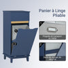 SoBuy BZR114-B Meuble Bleu Salle de Bain Style Bord de Mer – Panier à Linge Rabattable, Pieds Bois