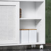 SoBuy BZR119-W Armoire WC Toilettes Compact Roulante Salle de Bain Étroit sur roulettes, Support Papier Toilette