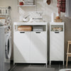 SoBuy BZR121-W Meuble Bas de Salle de Bain avec 2 Portes et Étagères Réglables – L70×P35×H90 cm, Charge 70 kg, MDF, Blanc