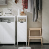 SoBuy BZR122-W Meuble de Salle de Bain avec Panier à Linge – Armoire de Salle de Bain Compacte avec Sac Abattant – Meuble de Rangement Gain de Place en Bois, Blanc, 30 x 90 x 30 cm