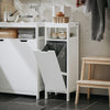 SoBuy BZR122-W Meuble de Salle de Bain avec Panier à Linge – Armoire de Salle de Bain Compacte avec Sac Abattant – Meuble de Rangement Gain de Place en Bois, Blanc, 30 x 90 x 30 cm