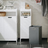 SoBuy BZR122-W Meuble de Salle de Bain avec Panier à Linge – Armoire de Salle de Bain Compacte avec Sac Abattant – Meuble de Rangement Gain de Place en Bois, Blanc, 30 x 90 x 30 cm