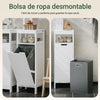 SoBuy BZR122-W Meuble de Salle de Bain avec Panier à Linge – Armoire de Salle de Bain Compacte avec Sac Abattant – Meuble de Rangement Gain de Place en Bois, Blanc, 30 x 90 x 30 cm
