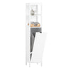SoBuy BZR123-W Meuble Salle de Bain avec Panier à Linge Colonne Salle de Bain Rangement 145cm Meuble Rangement avec 2 Étagères Ouvertes et Panier à Linge Amovible Colonne Blanche pour Petits Espaces