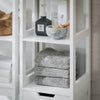 SoBuy BZR123-W Meuble Salle de Bain avec Panier à Linge Colonne Salle de Bain Rangement 145cm Meuble Rangement avec 2 Étagères Ouvertes et Panier à Linge Amovible Colonne Blanche pour Petits Espaces