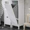 SoBuy BZR123-W Meuble Salle de Bain avec Panier à Linge Colonne Salle de Bain Rangement 145cm Meuble Rangement avec 2 Étagères Ouvertes et Panier à Linge Amovible Colonne Blanche pour Petits Espaces
